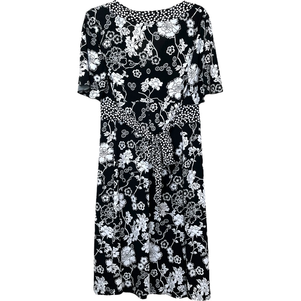 Lane Bryant Vintage Black White Floral Short Sleeve Dress Plus Size 14W / 16W - Picture 2 of 3